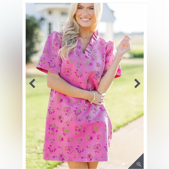 Voy Dresses & Skirts - Voy Brocade Floral Pink Dress S/M